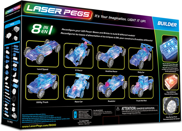 Laser Pegs - briques illuminées Laser Pegs voiture de course 8 en 1 (briques illuminées) 810690020062