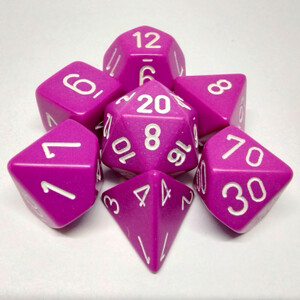 Chessex Dés d&d 7pc opaques violet pâle avec chiffres blancs (d4, d6, d8, 2 x d10, d12, d20) 601982021375