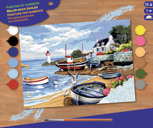 Sequin Peinture à numéro Peinture à numéro senior village de pêcheurs 5013634010357