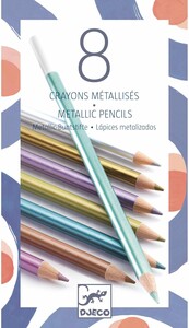Djeco Crayons métalliques, 8 crayons (fr/en) 3070900097537
