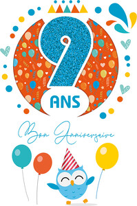 Cart'image Éditions Carte de fête 9 ans Bon anniversaire - Hibou - avec texte CDAG009