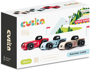 Cubika Ensemble de voitures de course en bois 4823056515474