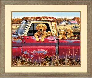 Dimensions PaintWorks Peinture à numéro Chiens golden retriever et camion rouge 20x16" 91525 088677915254