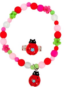 Creative Education Bijou My Fair Lady Bug Bracelet & Ring Set, 4 x red 2 x pink 771877840005