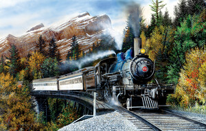 SunsOut Casse-tête 1000 Train à vapeur qui traverse le canyon l'automne (Autumn Mist) SunsOut 57780 796780577800