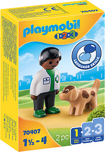 Playmobil Playmobil 70407 1.2.3 Veterinaire avec chien (février 2021) 4008789704078