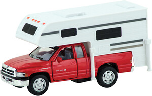 Schylling Camionnette Dodge Ram rouge en métal 5.5" à rétro-friction et campeur 019649227457