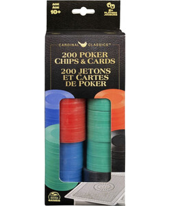 Spin Master Poker chips set: 200 Jetons en Plastique + 1 paquet de cartes 778988432105