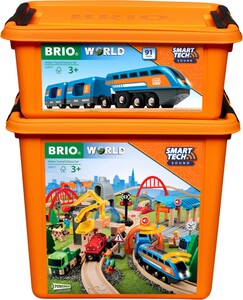 BRIO Brio Train en bois Smart Tech sound - Ensemble de luxe de portiques d’action 33977 7312350339772