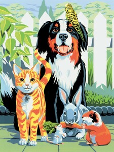 Royal & Langnickel Peinture à numéro junior portrait de famille, chien, chat, lapin, souris, hamster, animaux de compagnie 22.5x29.5cm 090672993786