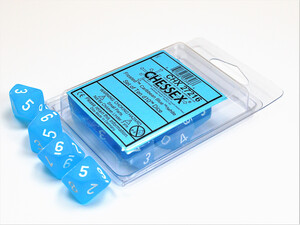 Chessex Dés 10d10 bleu des Caraibes avec chiffres blancs (10 x d10) 601982023966
