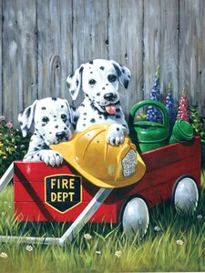 Royal & Langnickel Peinture à numéro junior wagonnette de pompier et chiens dalmatiens 22.5x29.5cm 090672056894