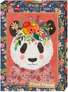 Heye Casse-tête 1000 Cuddly Panda, Floral Friends 4001689299545