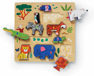Crocodile creek Casse-tête 10pc Stacking Wood Puzzle/123 Zoo 732396310011