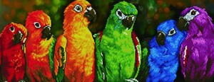 Diamond Dotz Broderie Diamant - Perroquets aux couleurs arc-en-ciel (Rainbow Parrots) (Diamond Painting, peinture diamant) 4897073244310