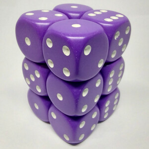 Chessex Dés 12d6 16mm opaques violet avec points blancs 601982021542