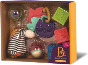B. Brand Ensemble de jouets pour bébé (Wee B. Ready), 3 blocs souples, anneau de dentition, 2 balles, un zèbre 062243330511