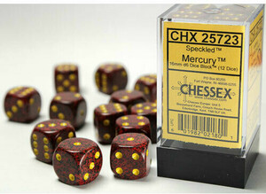 Chessex Dés 12d6 16mm picotés ''Mercury'' 601982021801