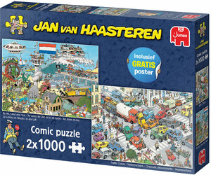 Jumbo Casse-tête 1000x2 Jan van Haasteren - Traffic Chaos & By Air Land and Sea 8710126200735