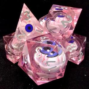 Bescon Miroir de l'âme - Kit de dés ''Liquid Core'' rose avec pochette noire en suédine 