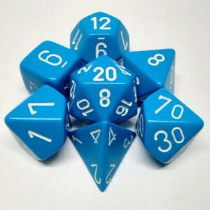 Chessex Dés d&d 7pc opaques bleu pâle avec chiffres blancs (d4, d6, d8, 2 x d10, d12, d20) 601982021337