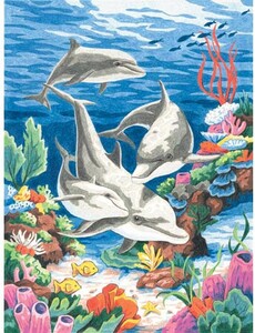 Dimensions PaintWorks Dessin à numéros dauphins dans la mer 9x12" 91112 