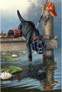 Reeves Peinture à numéro chien à la pêche 22x30cm 780804780246