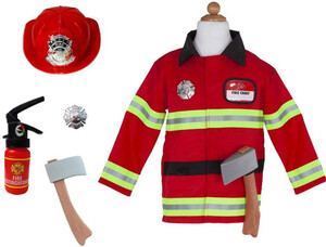 Creative Education Costume pompier manteau rouge, casque, hache, extincteur et insigne, grandeur 5-6 771877813559