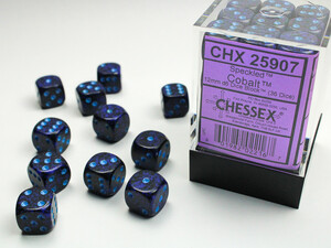 Chessex Dés 36d6 12mm picotés ''Cobalt'' 601982022167