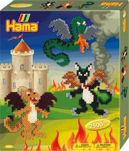 Hama Hama Midi Boîte cadeau dragons 2500 perles et 1 plaque 3245 028178032456