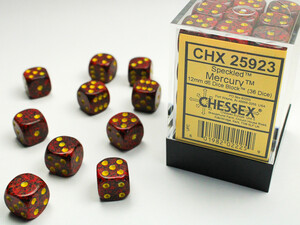 Chessex Dés 36d6 12mm picotés ''Mercury'' 601982022259