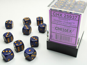 Chessex Dés 36d6 12mm picotés ''Golden Cobalt'' 601982022297
