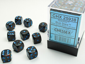 Chessex Dés 36d6 12mm picotés ''Blue Stars'' 601982022303