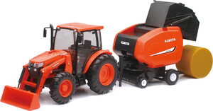 New-Ray Toys Kubota- Tracteur&presse à foin 1:18 Sons et lumières 093577330335