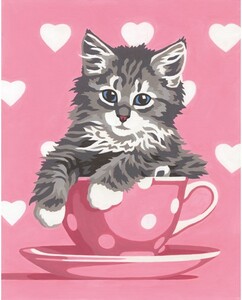 Dimensions PaintWorks Peinture à numéro Kitten tea cup 8x10 088677916916