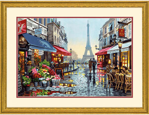Dimensions PaintWorks Peinture à numéro Fleuriste à Paris et tour Eiffel France 20x14" 91651 088677916510