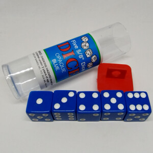 Koplow Games Des Tube de 5d6 16mm opaques - bleu avec picots blancs 018183088470