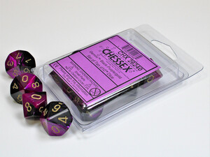 Chessex Dés 10d10 gemini noir/violet avec chiffres dorés (10 x d10) 601982022662