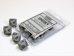 Chessex Dés 10d10 opaques gris foncé avec chiffres noirs (10 x d10) 601982022464