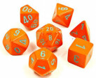 Chessex Dés d&d 7pc Lab Dice Heavy Orange avec chiffres turquoise (d4, d6, d8, 2 x d10, d12, d20) 601982030230
