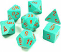 Chessex Dés d&d 7pc Lab Dice Heavy Turquoise avec chiffres orange (d4, d6, d8, 2 x d10, d12, d20) 601982030223