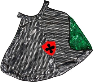 Creative Education Costume cape chevalier du dragon réversible verte/argentée, grandeur 4-6 771877556937