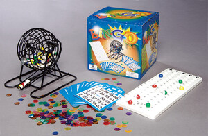 Popular Playthings Boulier de bingo en métal 8x8" avec 18 cartes et 150 jetons (cage/sphère) 755828385142