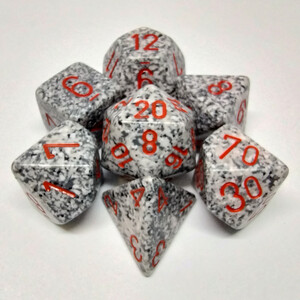 Chessex Dés d&d 7pc picotés "Granite" (d4, d6, d8, 2 x d10, d12, d20) 601982021085