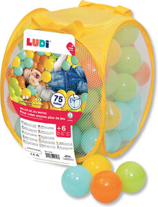 LUDI LUDI - Balles de plastique mixtes (75) avec sac refermable, pour piscine à balles 3550839927988