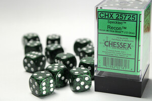 Chessex Dés 12d6 16mm picotés ''Recon'' 601982021818