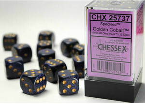 Chessex Dés 12d6 16mm picotés ''Golden Cobalt'' 601982021849