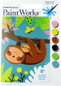 Dimensions PaintWorks Peinture à numéro Sloth and baby 8x10 088677916923