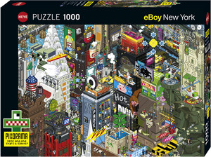 Heye Casse-tête 1000 eBoy - Quête à New York, États-Unis (New York Quest), pixorama, pixel art 4001689299149