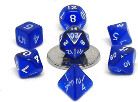 Chessex Dés d&d 7pc micro transparents bleu avec chiffres blancs (d4, d6, d8, 2 x d10, d12, d20) 601982020255